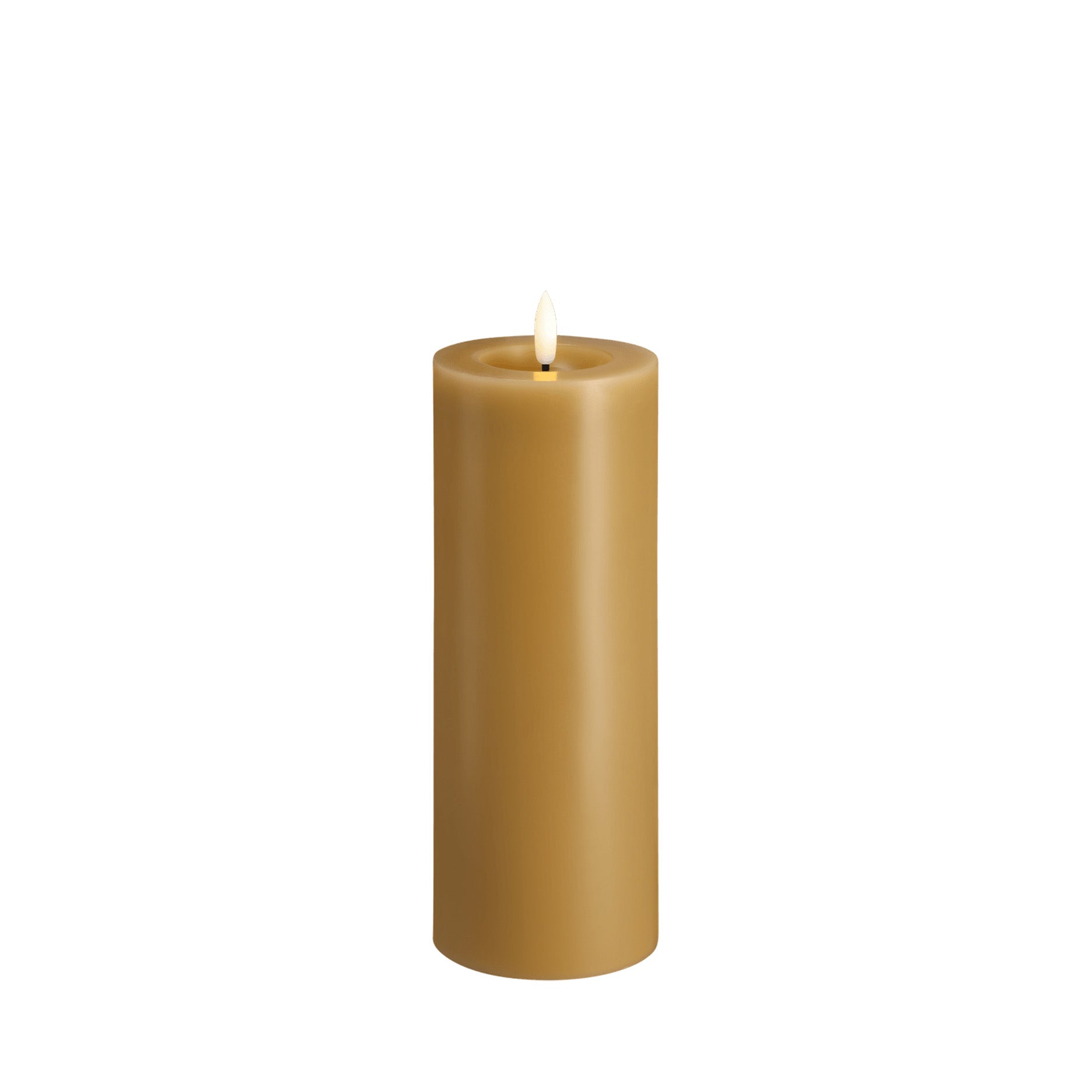 LED pillar candle 7,4x20 cm honey mustard